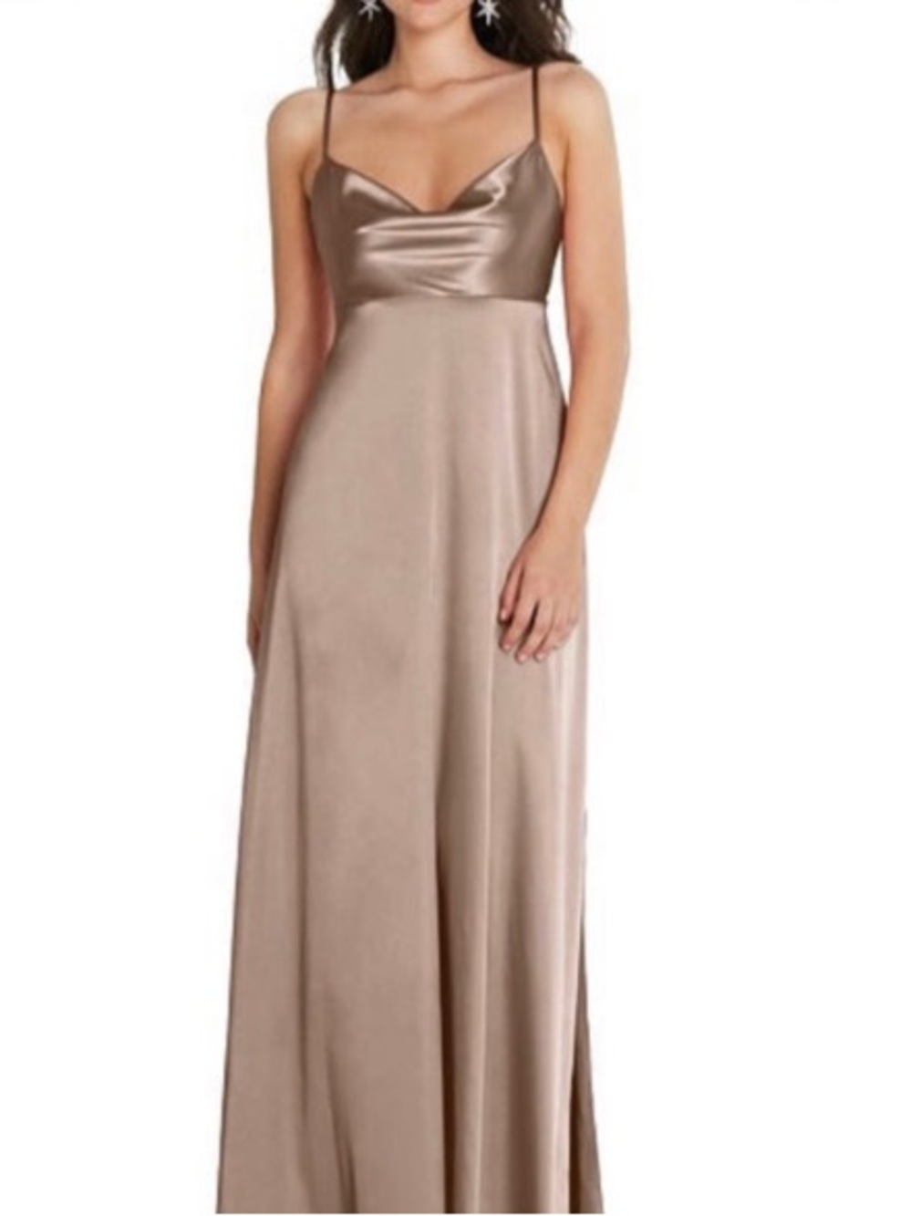 Dessy Satin Bridesmaid Long Dress - Elegant Spaghetti Strap Gown
